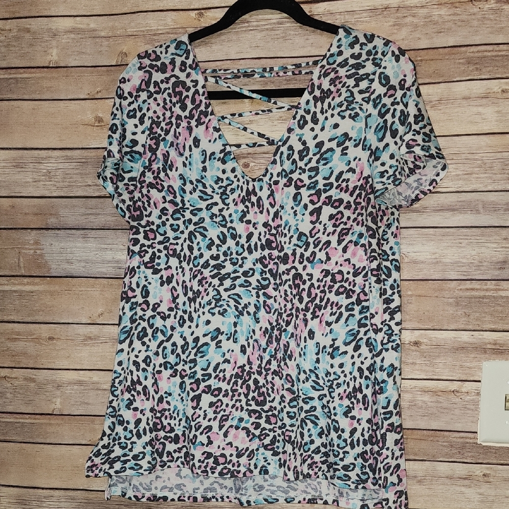 GeeGee Leopard Print V-Neck Top